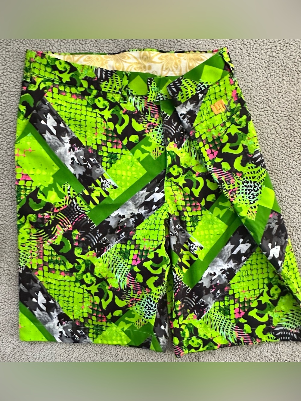 Loudmouth LMX Golf Shorts Vibrant Lime Green Printed Wrap